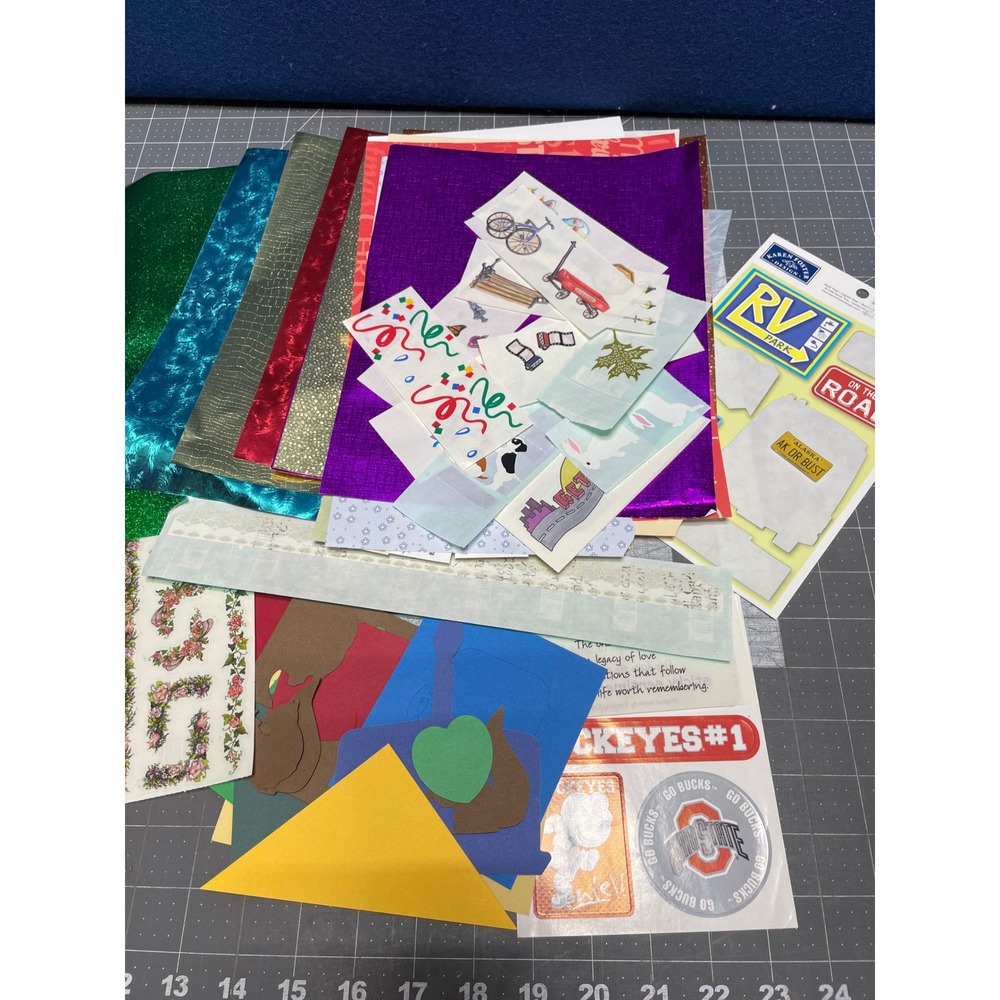 Scrapbook Supply Lot Foster RV Park Ohio State Buckeyes Metallic Paper 8.5x11‎
